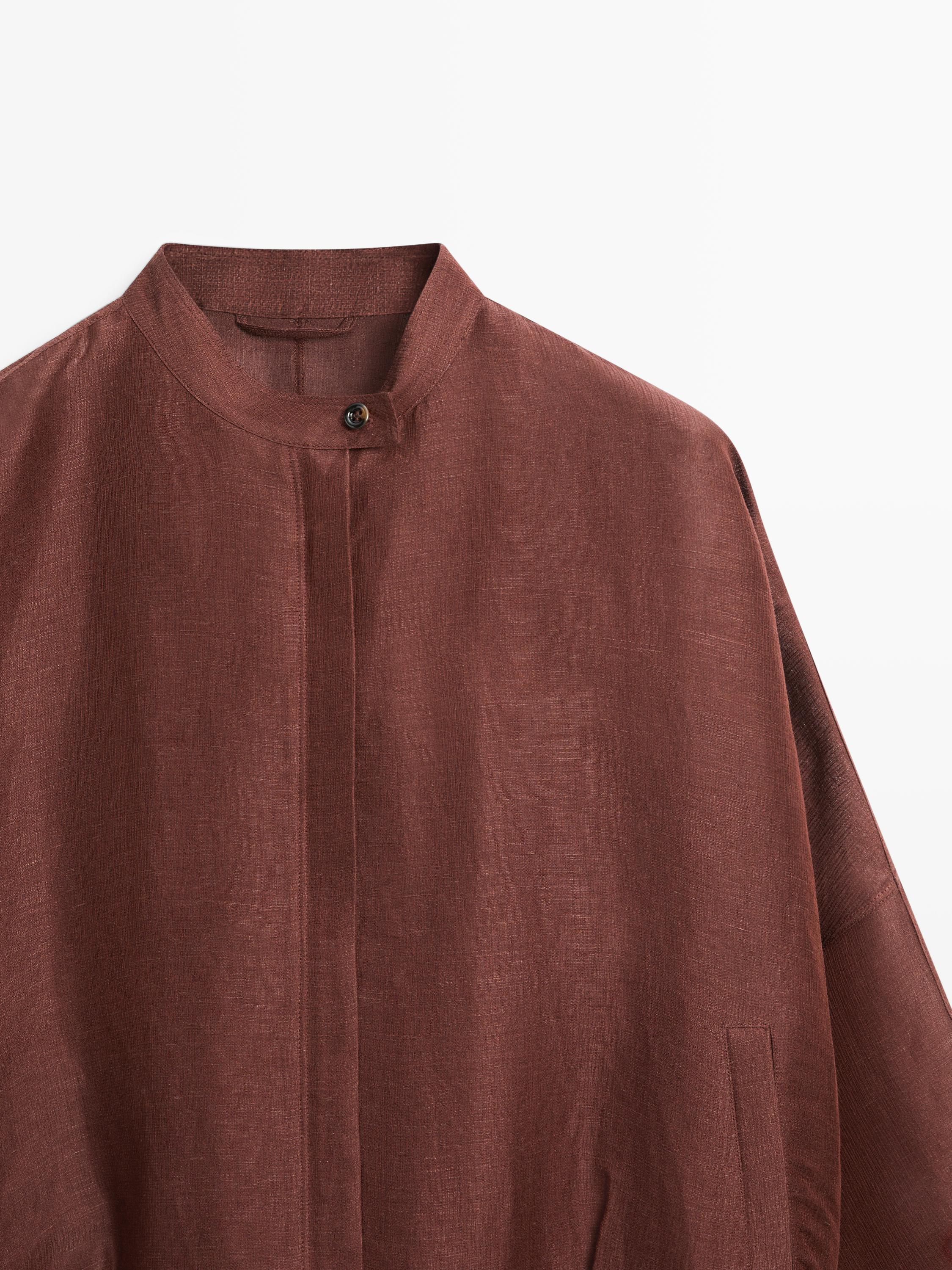 Veste bomber en mélange de lin